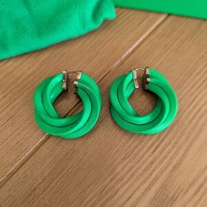 Bottega Veneta Vibrant Green Twisted Earrings
